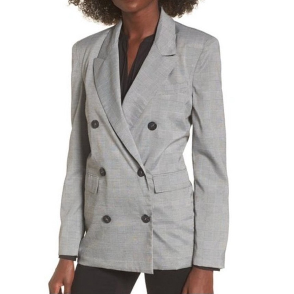 ASTR Glen Check Double Breasted Blazer